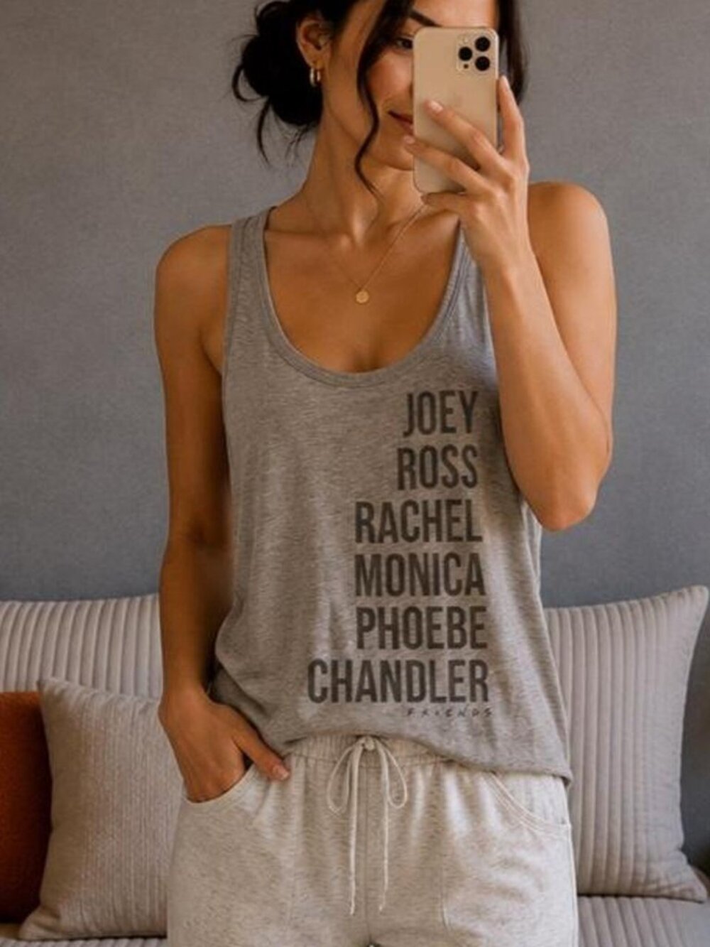 Friends TV Show Graphic Pajama Tank Top – Gray